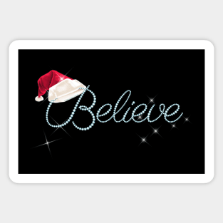 Pretty BELIEVE with Santa Hat Holiday Christmas Sticker